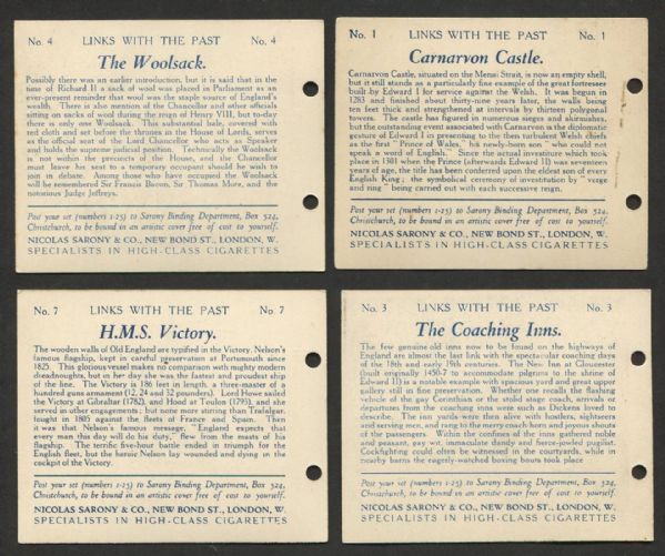 1925 Nicolas Sarony & Co. 'Links With The Past' Complete Set (50 Cards)