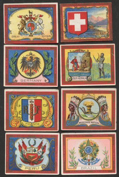 1910-11 T107 Helmar Turkish Cigarettes Seals of the US & Coats of Arms of Countries Lot of 61