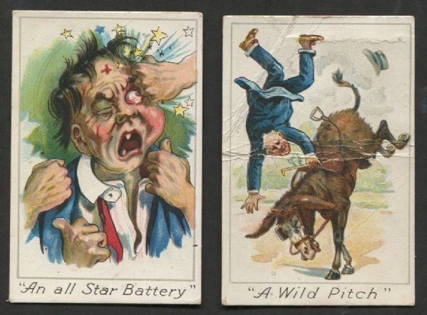 1900 T203 Mayo's Cut Plug Baseball Comics Lot of 2 