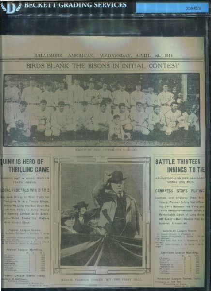 1914 Baltimore News Cut Featuring Team Photo with Babe Ruth