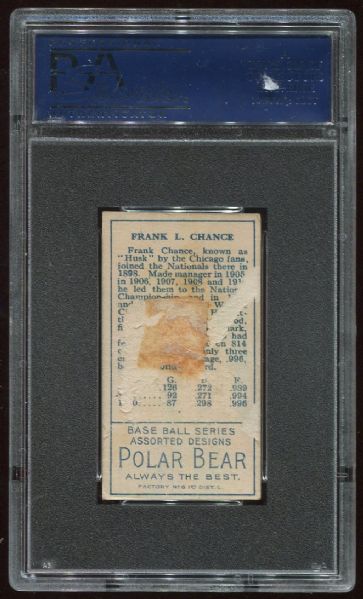1911 T205 Polar Bear Frank Chance PSA 1