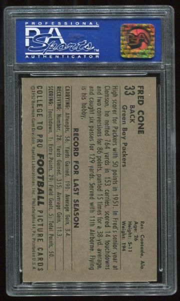 1952 Bowman Large #33 Fred Cone PSA 7