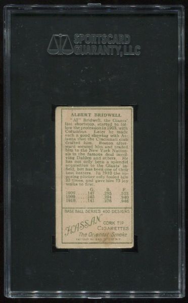 1911 T205 Hassan Albert Bridwell SGC 50