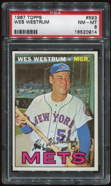 1967 Topps #593 Wes Westrum PSA 8