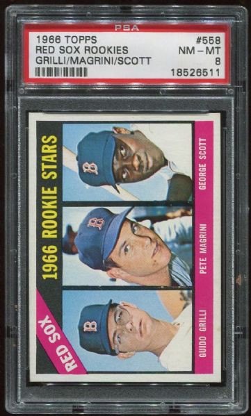 1966 Topps #558 Red Sox Rookies PSA 8