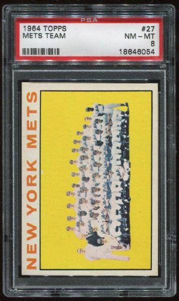 1964 Topps #27 Mets Team PSA 8
