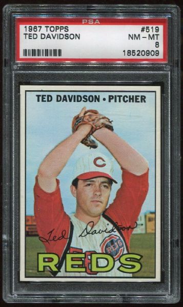 1967 Topps #519 Ted Davidson PSA 8