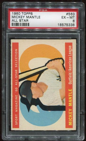 1960 Topps #563 Mickey Mantle All Star PSA 6