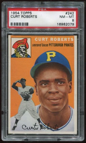 1954 Topps #242 Curt Roberts PSA 8