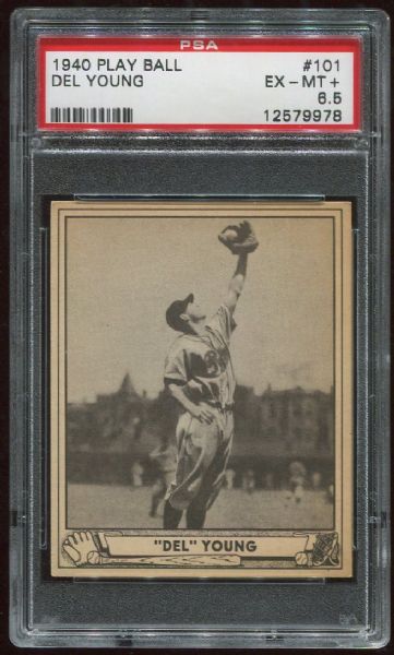 1940 Playball #101 Del Young PSA 6.5