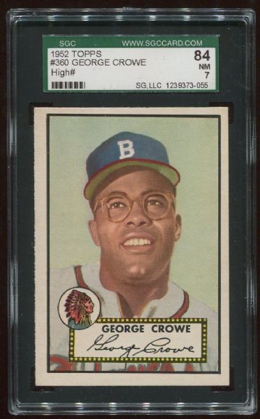 1952 Topps #360 George Crowe High Number SGC 84