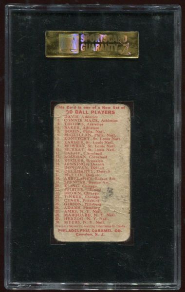 1910 E96 Philadelphia Caramel Buck Herzog SGC 10