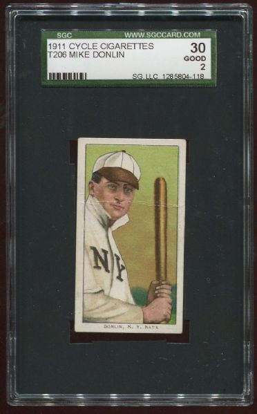 1909-11 T206 Cycle Mike Donlin SGC 30 - Cycle 460