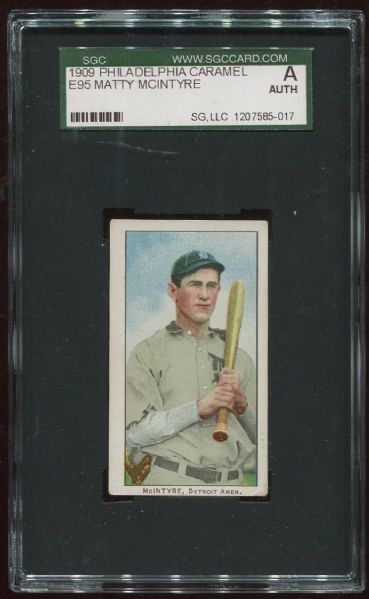 1909 E95 Philadelphia Caramel Matty McIntyre SGC Authentic