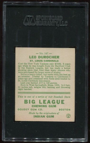 1933 Goudey #147 Leo Durocher SGC 50