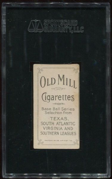 1909-11 T206 Old Mill James Westlake Southern Leaguer SGC 40