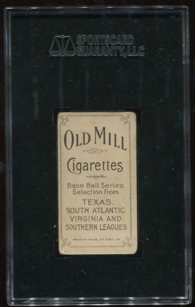 1909-11 T206 Old Mill Dom Mullaney Southern Leaguer SGC 40