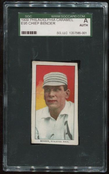 1909 E95 Philadelphia Caramel Chief Bender SGC Authentic
