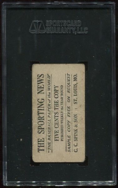 1916 M101-4 Sporting News #91 Walter Johnson SGC 20