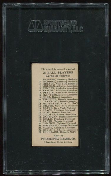 1909 E95 Philadelphia Caramel Ed Cicotte SGC 60