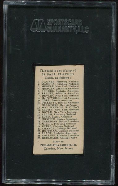 1909 E95 Philadelphia Caramel Chief Bender SGC Authentic