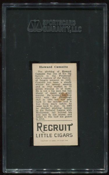 1912 T207 Recruit Howard Camnitz SGC 60