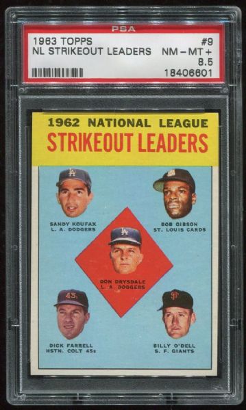 1963 Topps #9 NL Strikeout Leaders PSA 8.5