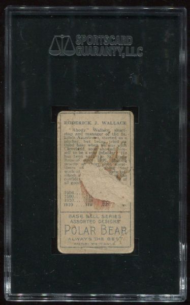 1911 T205 Polar Bear Bobby Wallace No Cap, Two Lines SGC 10
