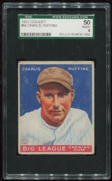 1933 Goudey #56 Charlie Ruffing SGC 50