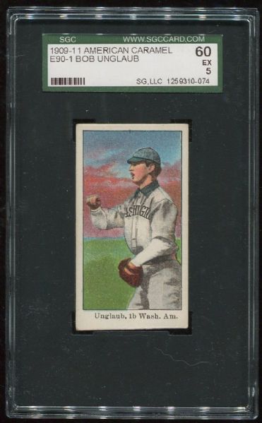1909-11 E90-1 American Caramel Bob Unglaub SGC 60