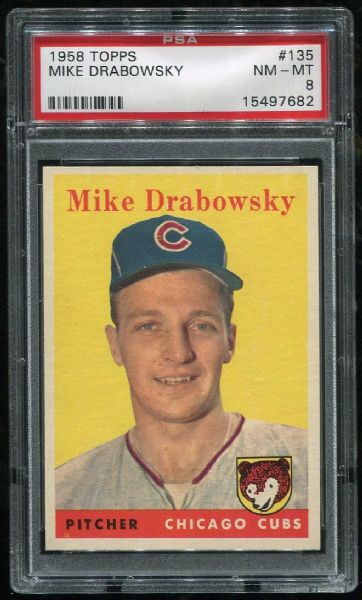 1958 Topps #135 Mike Drabowsky PSA 8