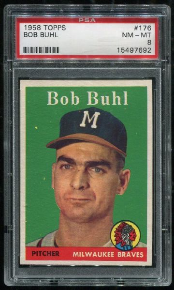 1958 Topps #176 Bob Buhl PSA 8