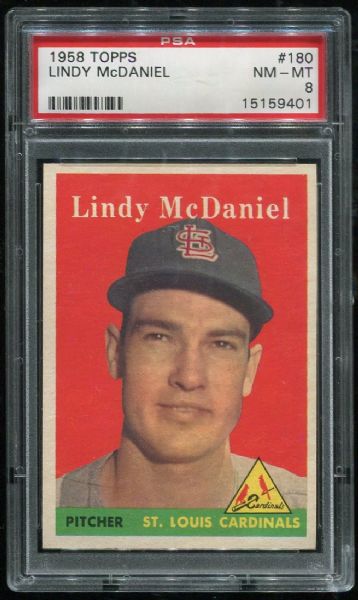 1958 Topps #180 Lindy McDaniel PSA 8