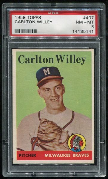 1958 Topps #407 Carlton Wiley PSA 8
