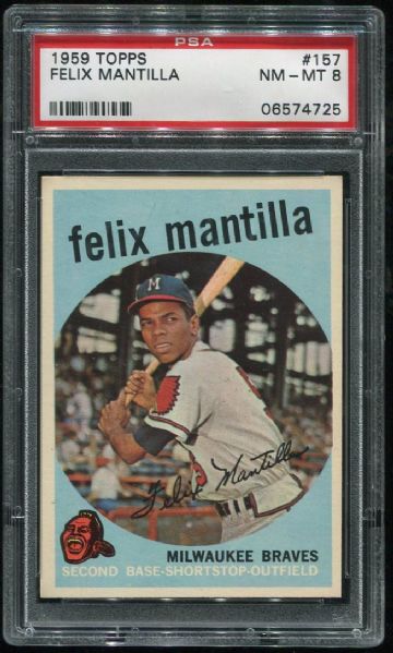 1959 Topps #157 Felix Mantilla PSA 8