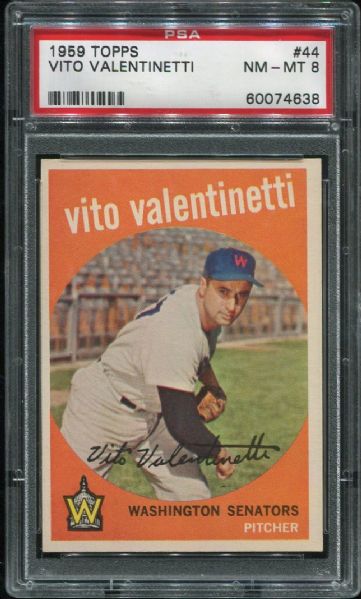 1959 Topps #44 Vito Valentinetti PSA 8