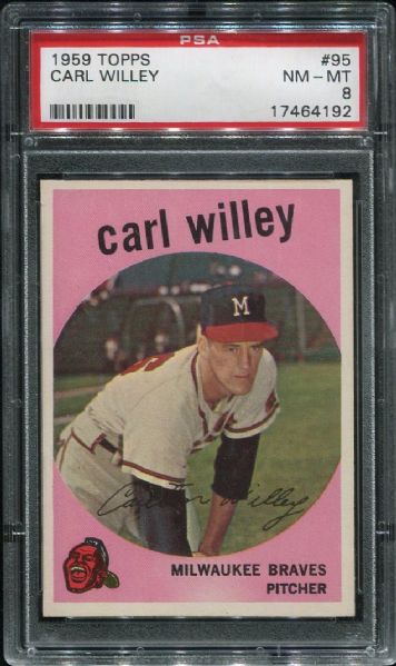 1959 Topps #95 Carl Willey PSA 8