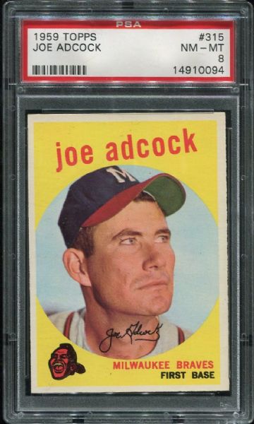 1959 Topps #315 Joe Adcock PSA 8