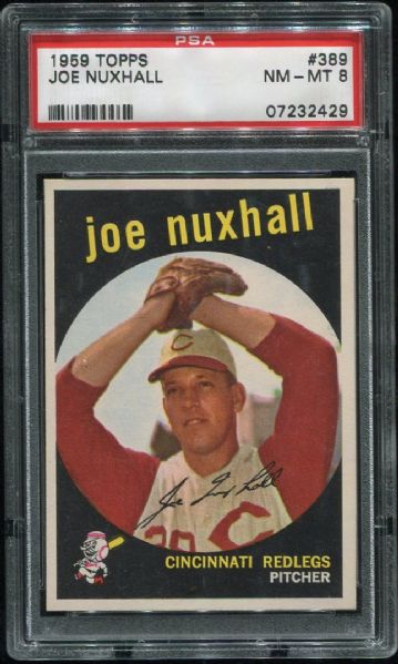 1959 Topps #389 Joe Nuxhall PSA 8