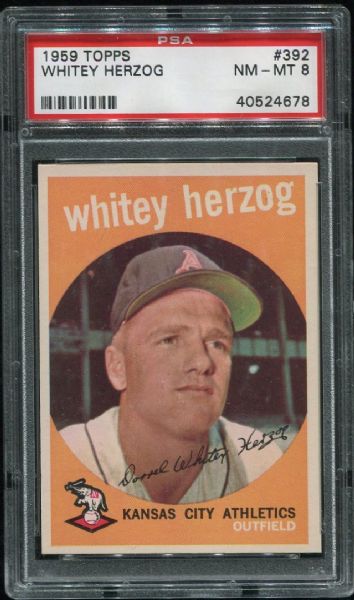 1959 Topps #392 Whitey Herzog PSA 8