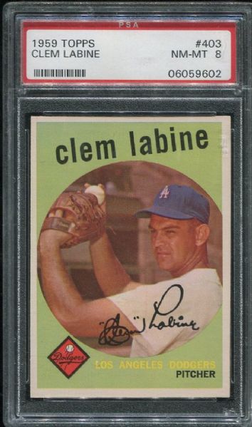 1959 Topps #403 Clem Labine PSA 8