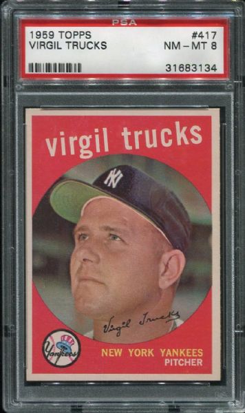 1959 Topps #417 Virgil Trucks PSA 8