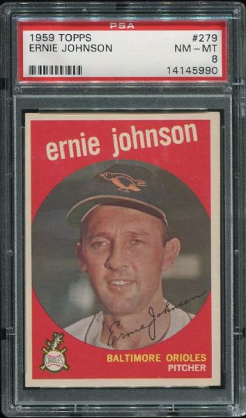 1959 Topps #279 Ernie Johnson PSA 8