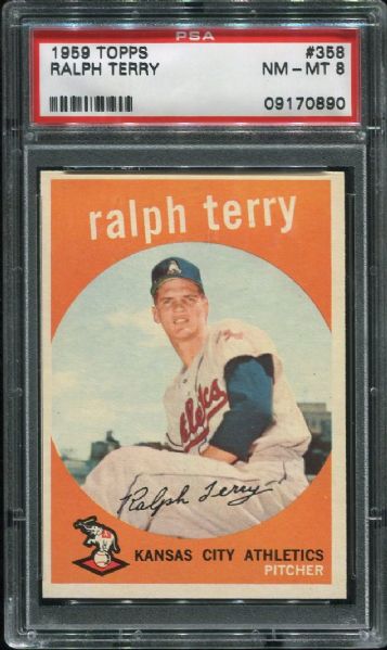 1959 Topps #358 Ralph Terry PSA 8
