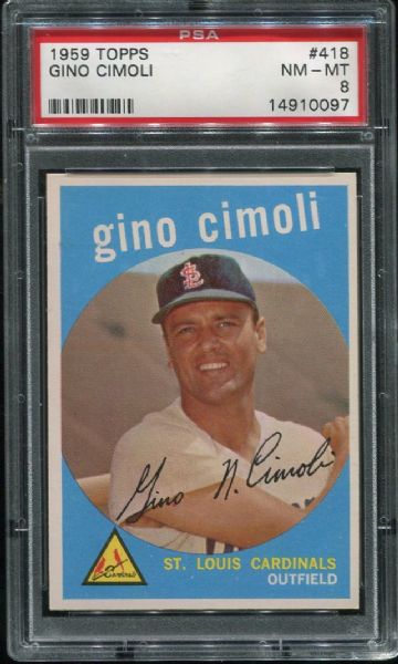 1959 Topps #418 Gino Cimoli PSA 8