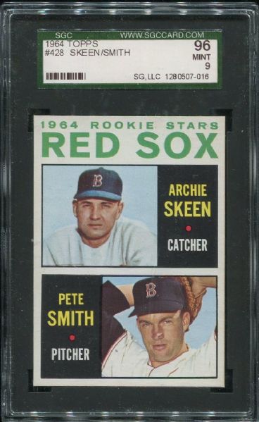 1964 Topps #428 Red Sox Rookies SGC 96