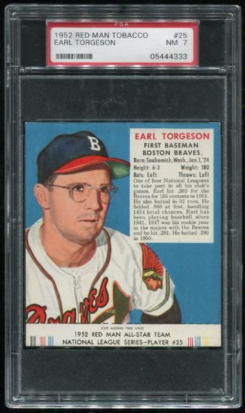 1952 Red Man Tobacco #25 Earl Torgeson PSA 7