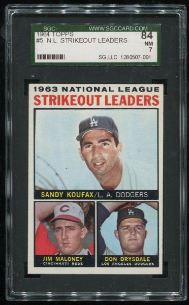 1964 Topps #5 NL Strikeout Leaders SGC 84