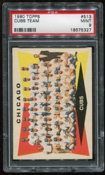 1960 Topps #513 Chicago Cubs Team PSA 9
