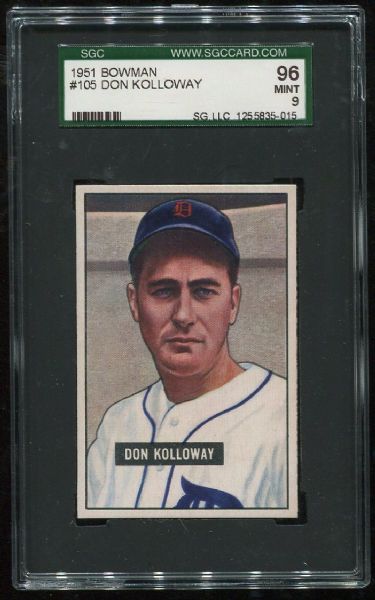 1951 Bowman #105 Don Kolloway SGC 96